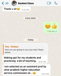 WhatsApp message from a Limitless Literature student after qualifying