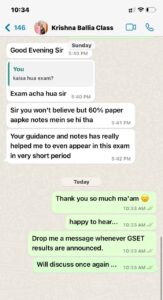 WhatsApp message from a Limitless Literature student after qualifying