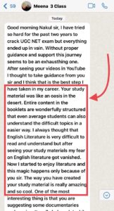 WhatsApp message from a Limitless Literature student after qualifying