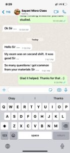 WhatsApp message from a Limitless Literature student after qualifying