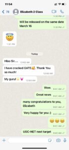 WhatsApp message from a Limitless Literature student after qualifying