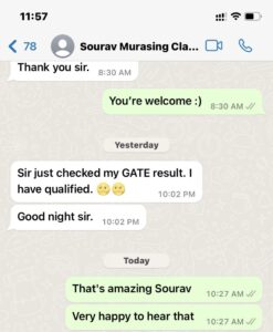 WhatsApp message from a Limitless Literature student after qualifying