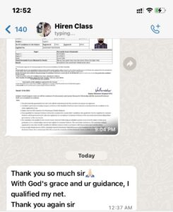 WhatsApp message from a Limitless Literature student after qualifying