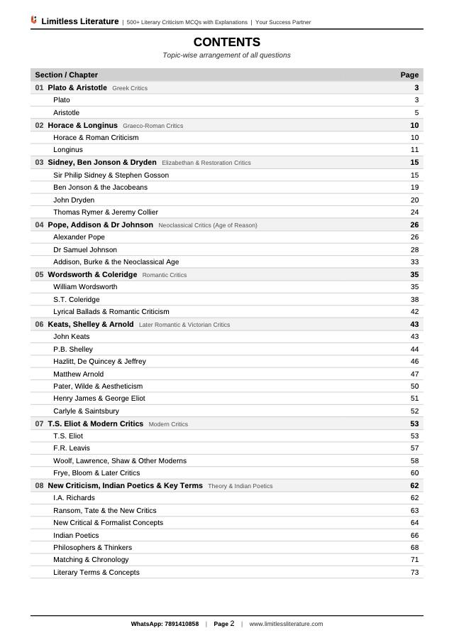 Literary Criticism booklet sample page 1