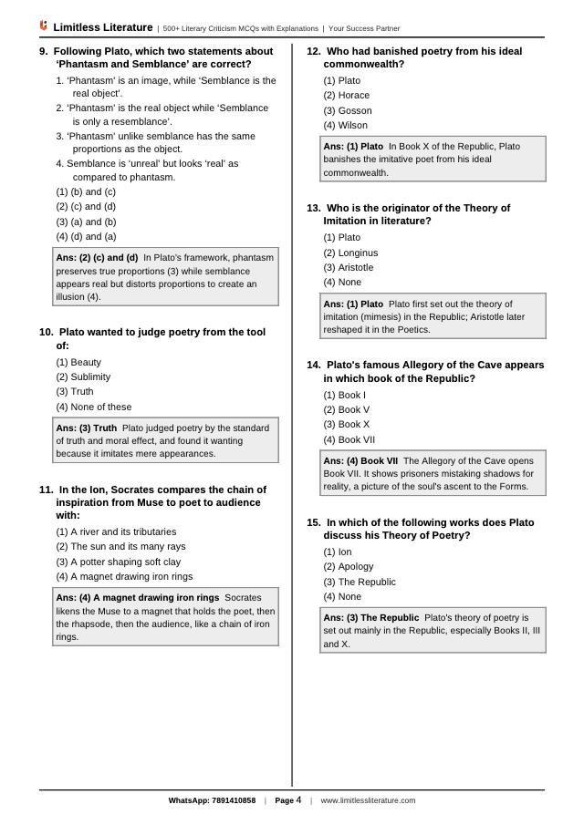Literary Criticism booklet sample page 2