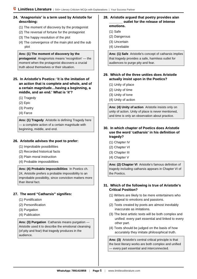 Literary Criticism booklet sample page 3