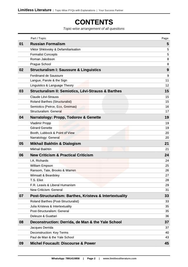 Literary Theory booklet sample page 1