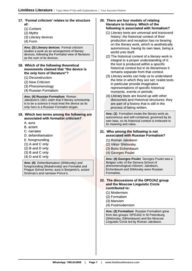 Literary Theory booklet sample page 3