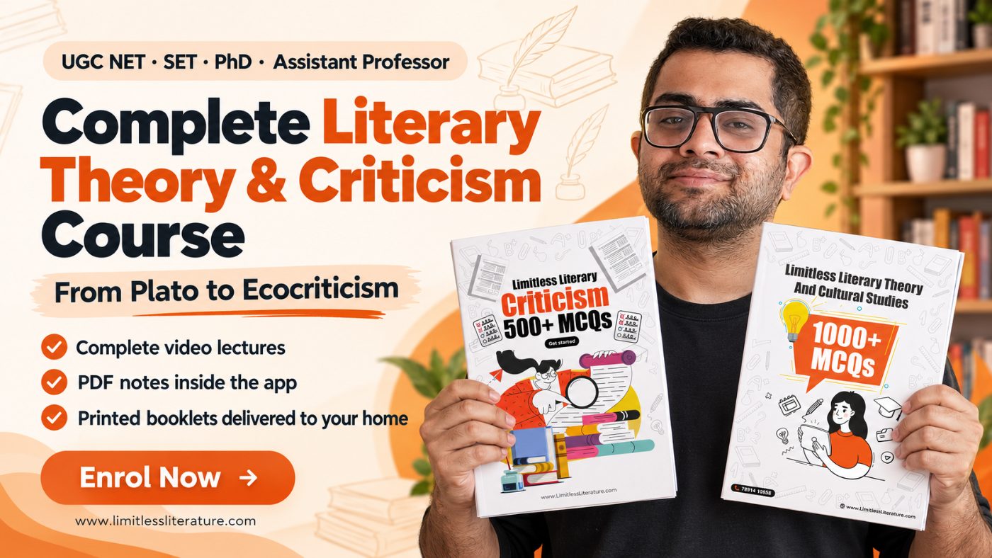 Nakul Sir holding the Literary Criticism 500+ MCQs and Literary Theory 1000+ MCQs booklets